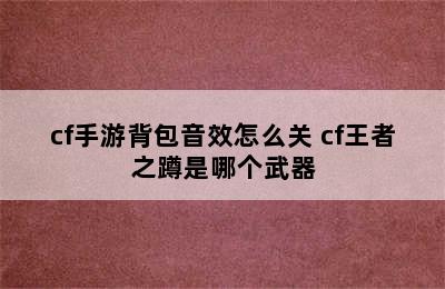 cf手游背包音效怎么关 cf王者之蹲是哪个武器